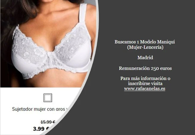 Imagen del casting Buscamos 1 modelo maniquí (mujer — lencería)